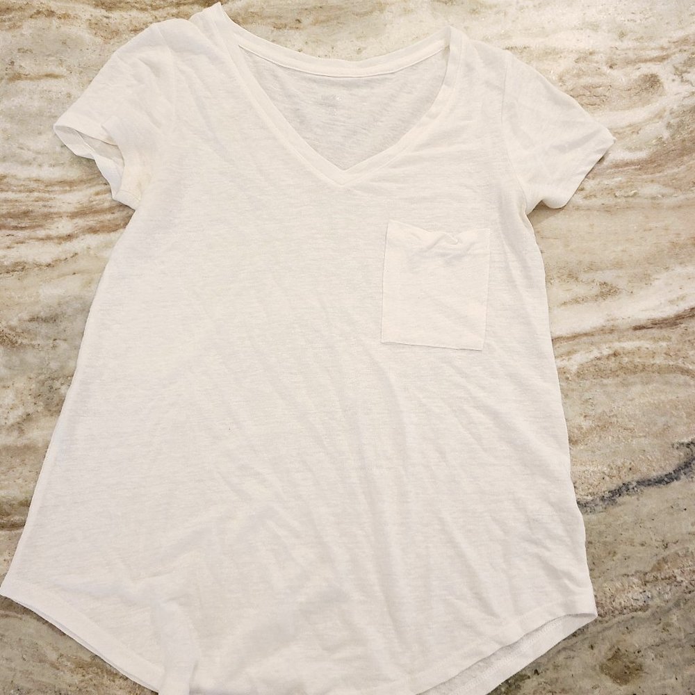 White Loose V-Neck